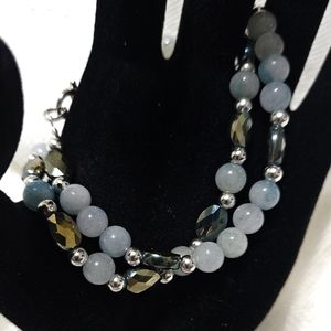 2 Agate Gemstone and Glass Bracelets 2 for 1 price